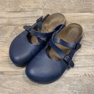 Birkenstock Dorian Mary Jane Leather Buckle Cross Strap Slip On Shoes